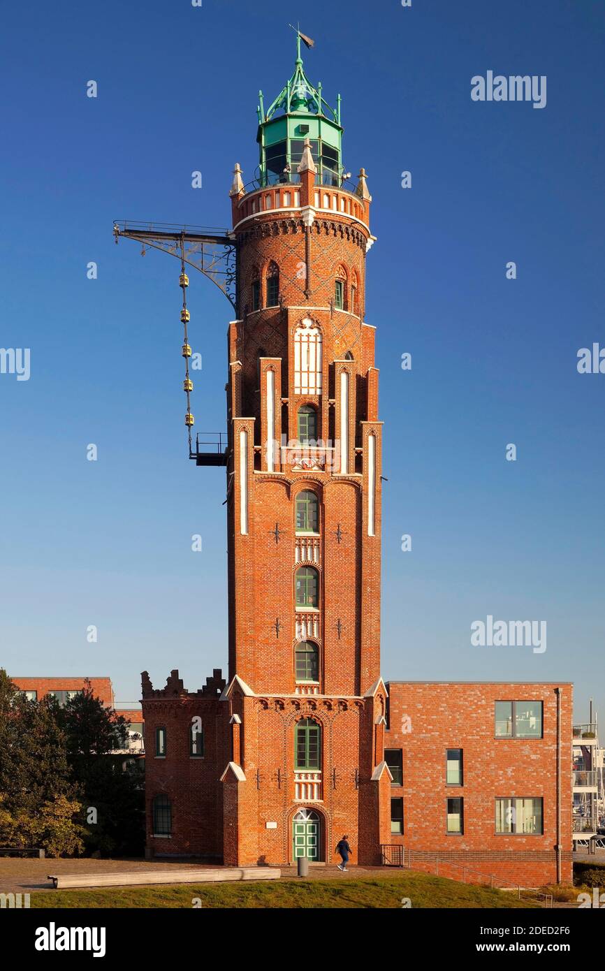 Leuchtturm Bremerhaven, Bremerhaven Oberfeuer im neuen Hafen, Deutschland, Bremen, Bremerhaven Stockfoto