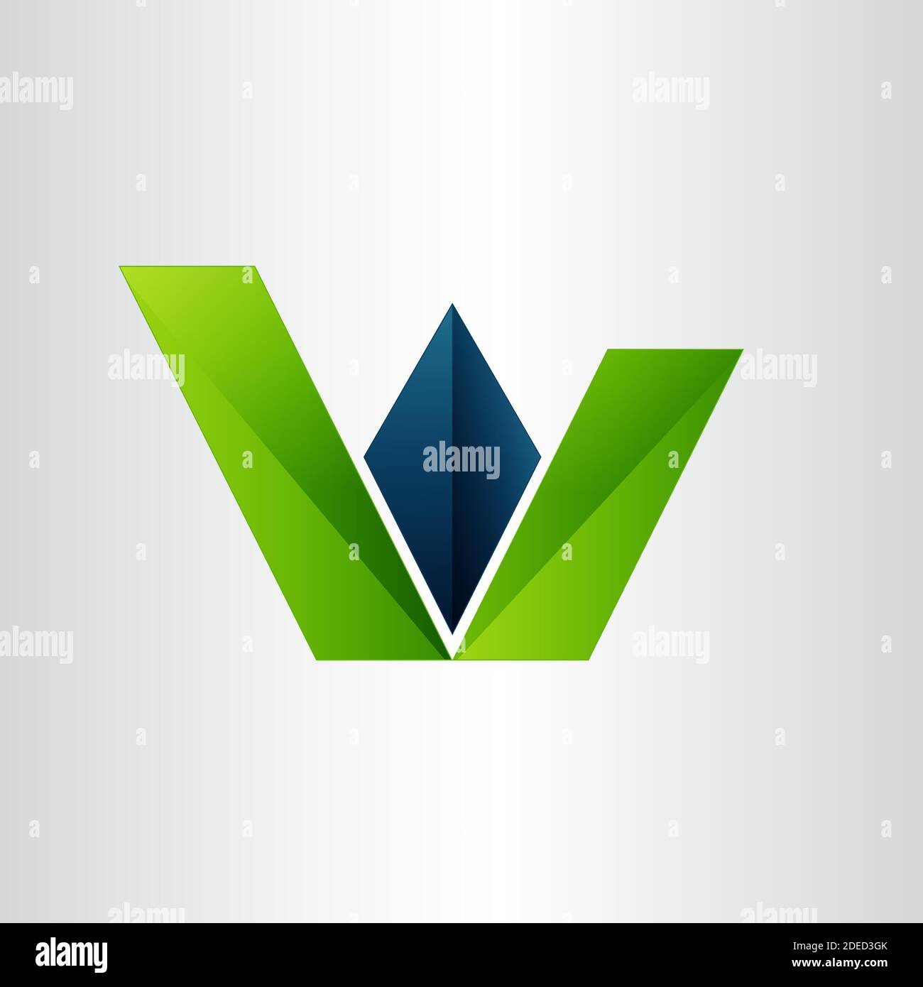 Grün 3D bunt W Anfangsbuchstabe mit modernem Blatt Monogramm Logo Stock Vektor