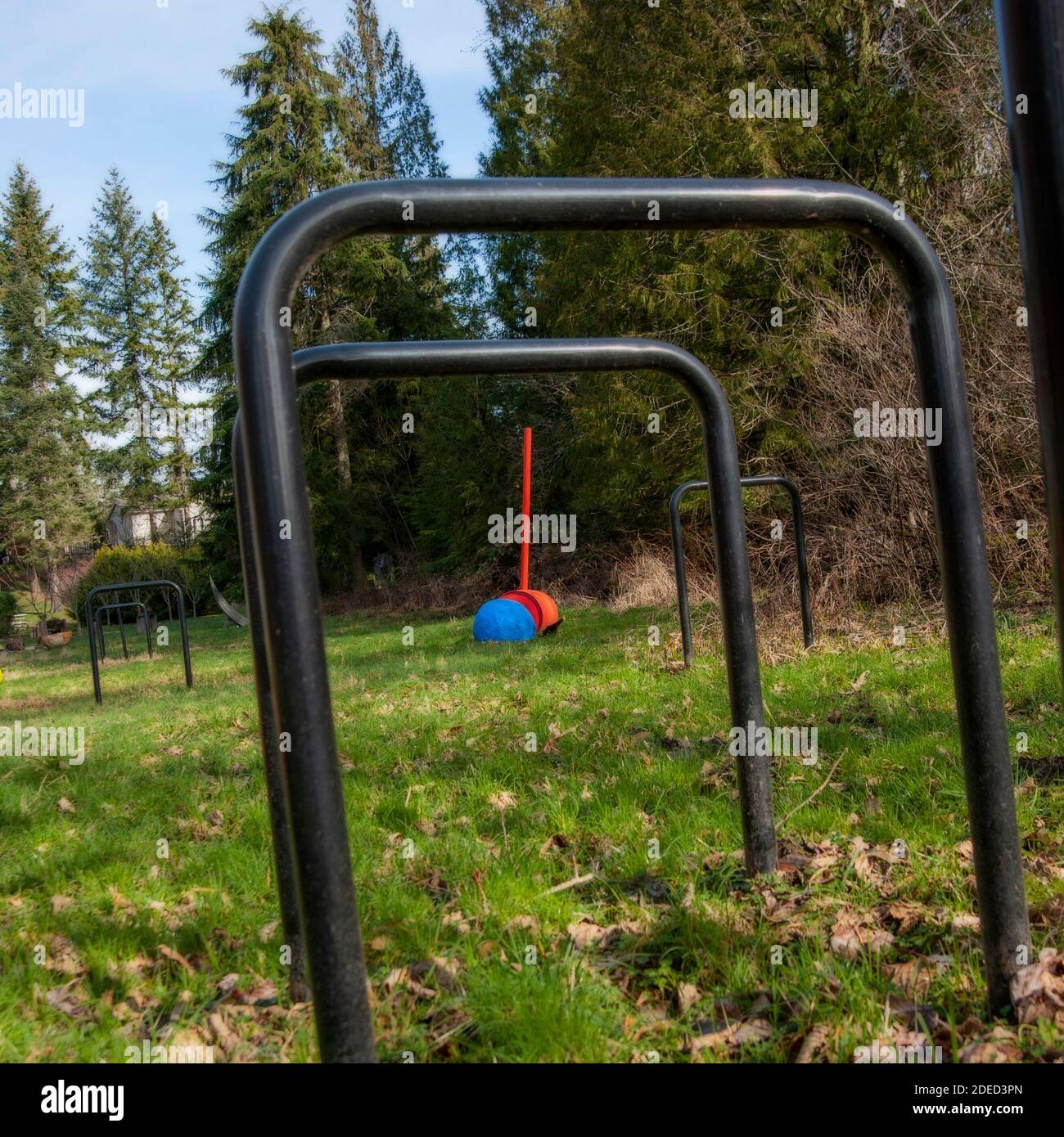 'Krocketset' von Myrna Orsini im Monarch Sculpture Park, Tenino, WA. Der Skulpturenpark existiert nicht mehr. Stockfoto