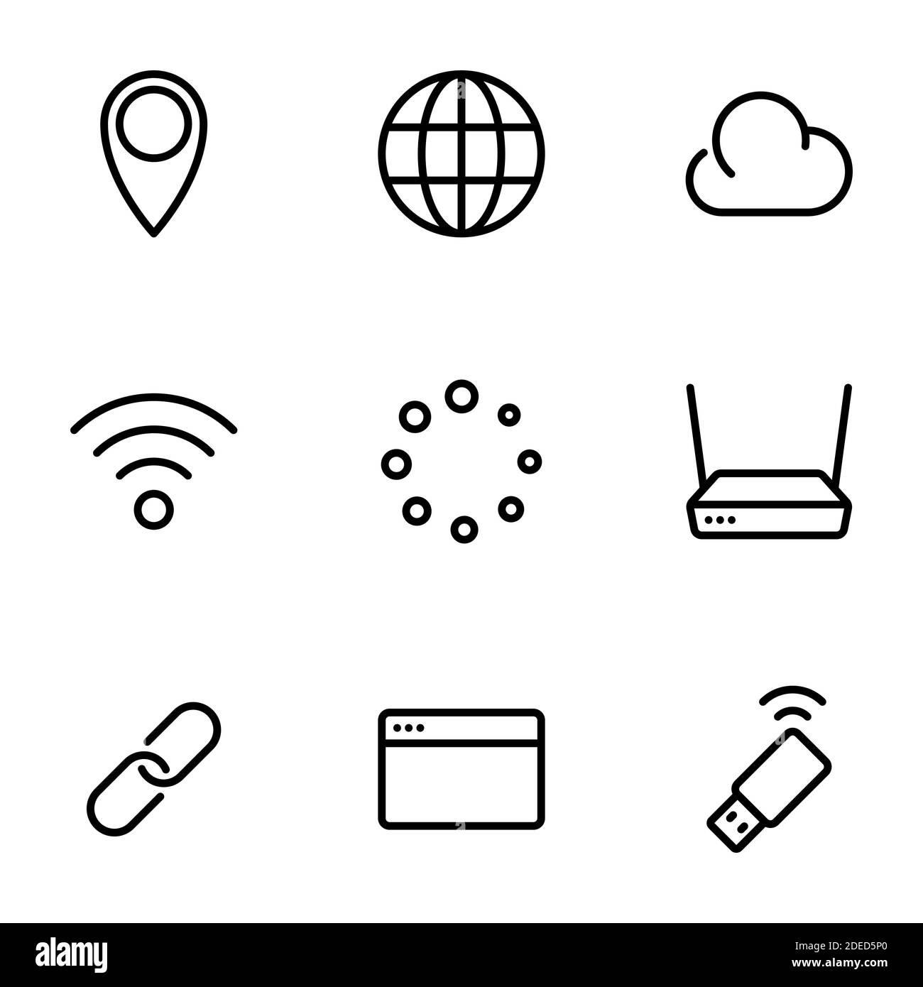 Satz von schwarzen Vektor-Symbole, isoliert auf weißem Hintergrund, auf Thema Internet-Kommunikation Stock Vektor