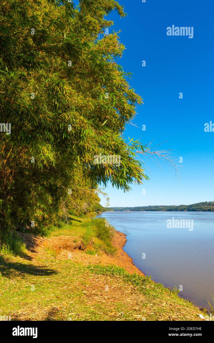 Vie von der Gemeinde Puerto Rico über den Paraná Fluss in den Staat Uruguay, Provincia Misiones, Argentinien, Lateinamerika Stockfoto