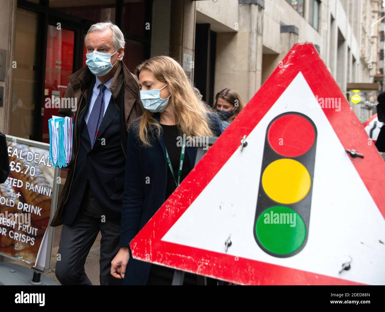 London, Großbritannien. November 2020. Michel Barnier, EU-Chefunterhändler, in London zu Gesprächen mit seinem britischen Amtskollegen Sir David Frost. Kredit: Mark Thomas/Alamy Live Nachrichten Stockfoto