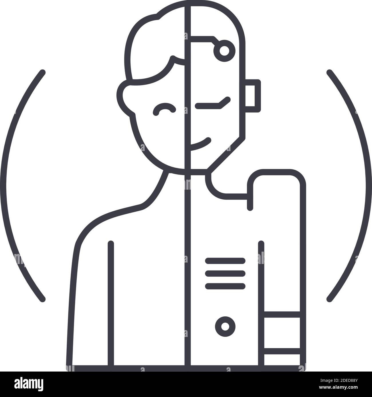 Humanoid Symbol, lineare isolierte Illustration, dünne Linie Vektor, Web-Design-Zeichen, Kontur Konzept Symbol mit editierbaren Kontur auf weißem Hintergrund. Stock Vektor