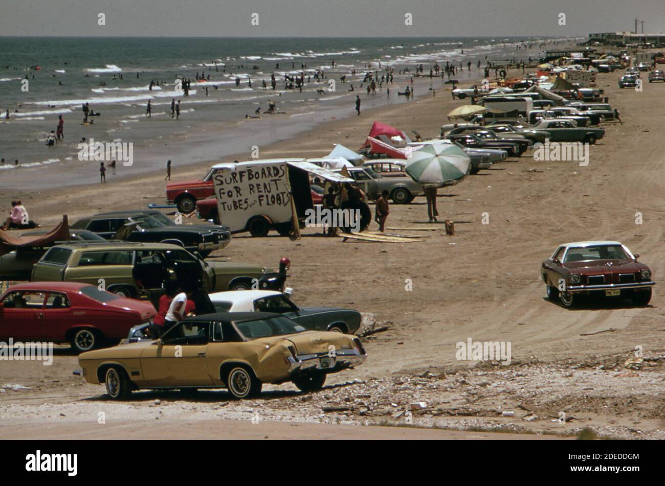 1970er Foto (1972) - Sommerspaß am Strand Galveston Island Stockfoto