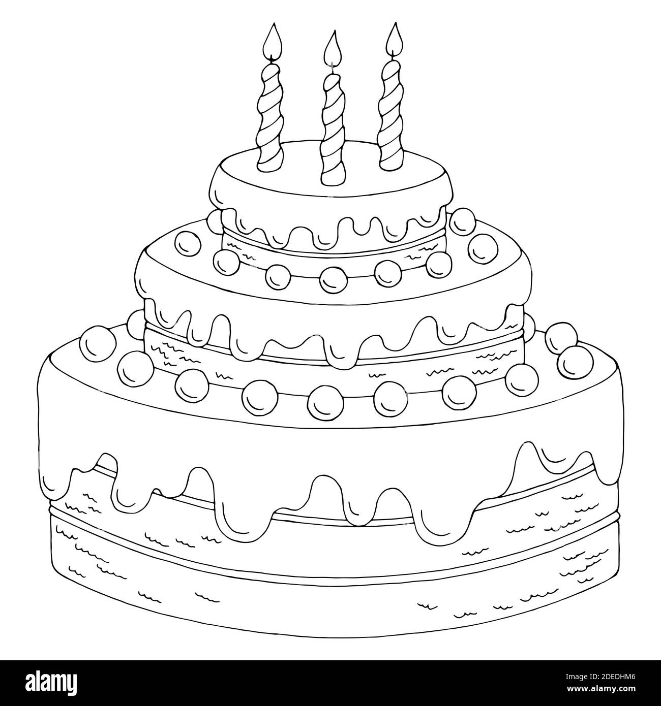 Birthday cake vector sketch -Fotos und -Bildmaterial in hoher Auflösung ...