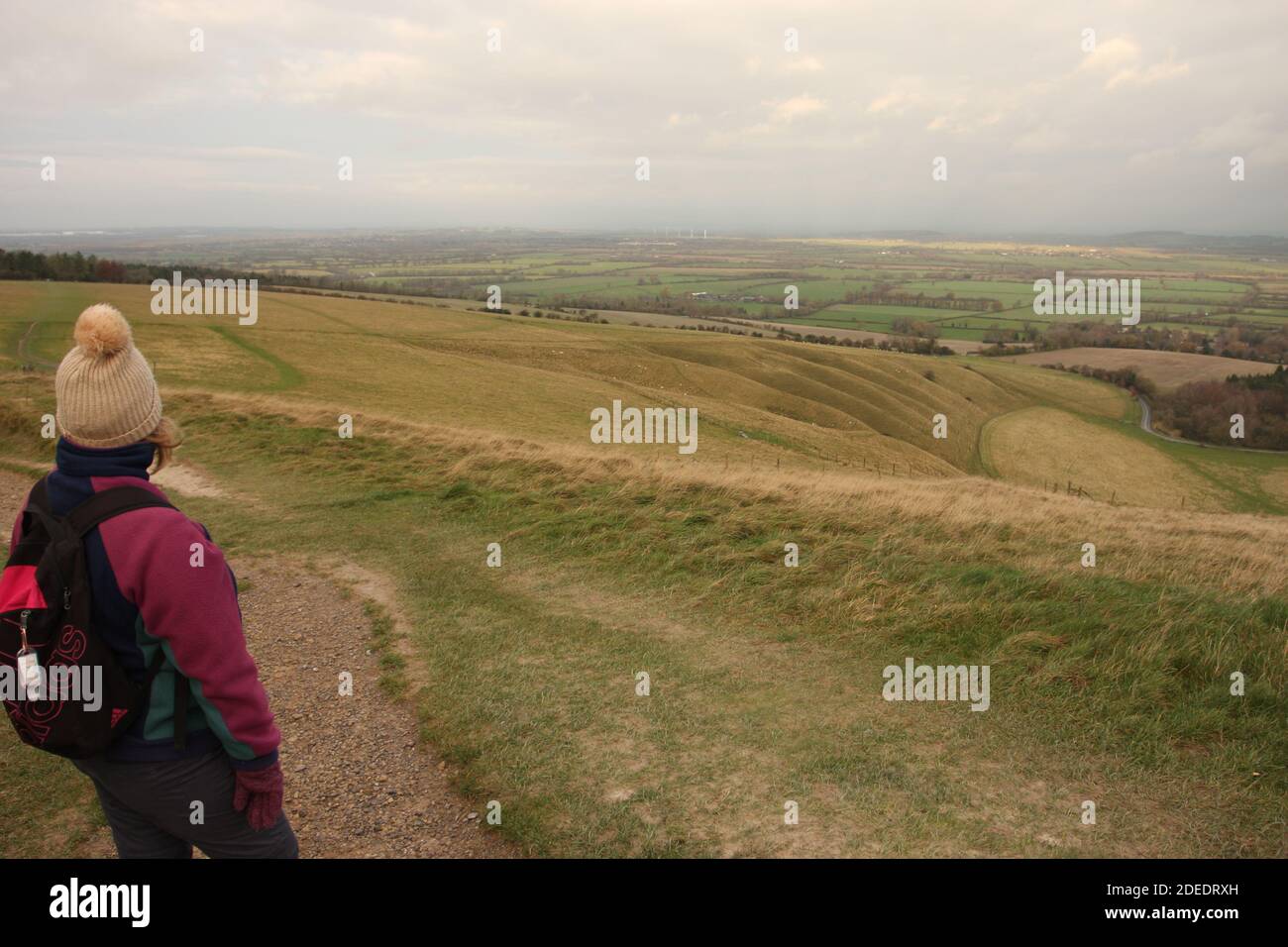 Oxfordshire Plains von Uffington White Horse aus gesehen, im November, England, Großbritannien Stockfoto