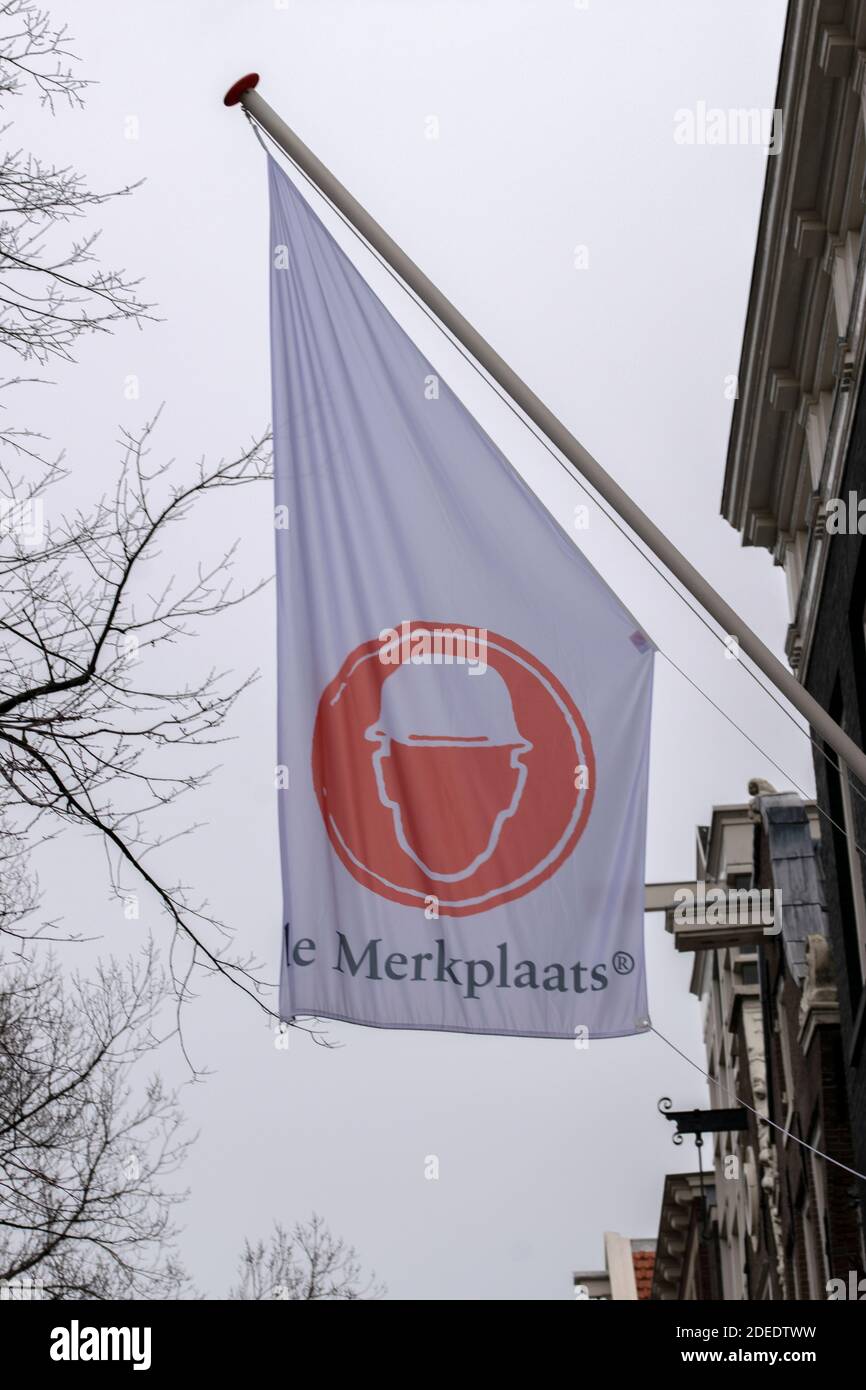 Flagge Von Merkplaats In Amsterdam Niederlande 26-11-2020 Stockfoto