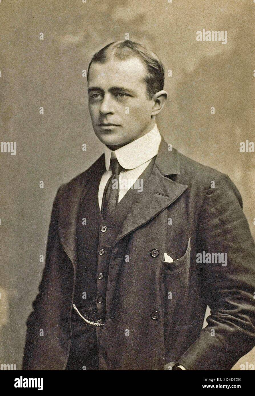 Porträtfoto von Robert Falcon Scott. Tiefdruck auf dem Fotohalter, um 1900 Stockfoto