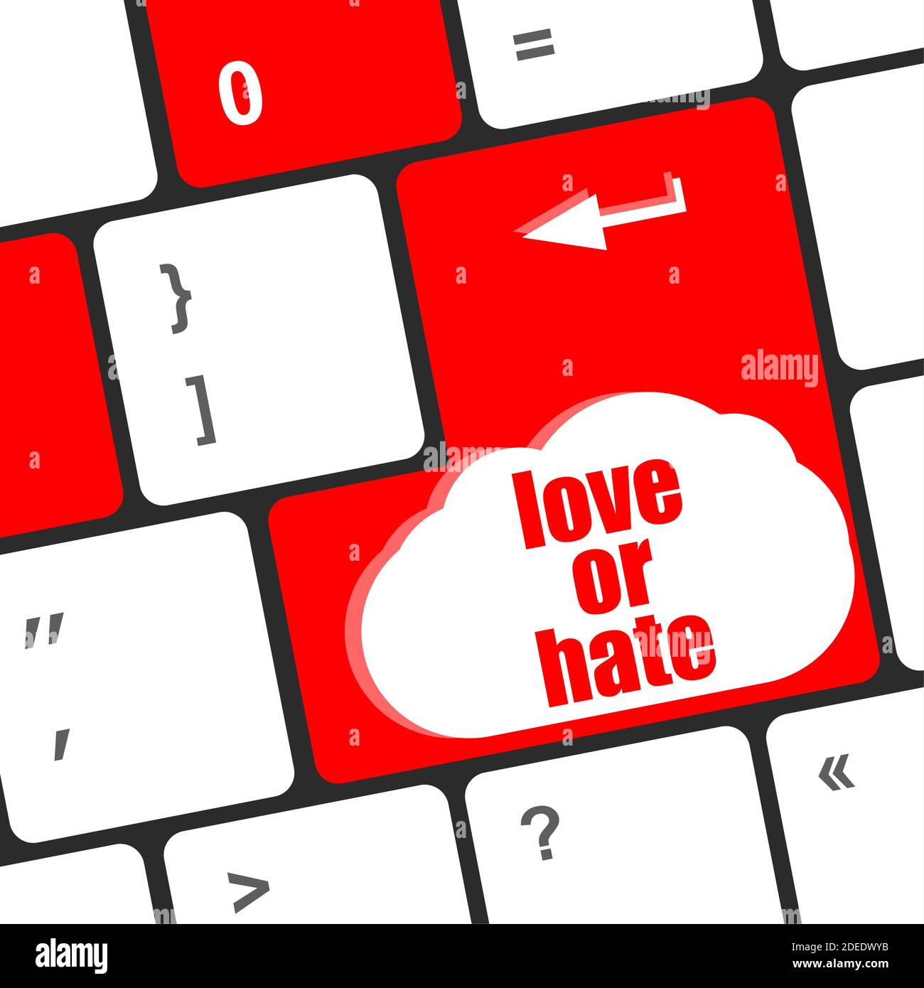 lieben Sie oder hassen Sie Beziehungen Kommunikation Impressionen Bewertungen Bewertungen Computer-Tastatur-Taste, Stockfoto