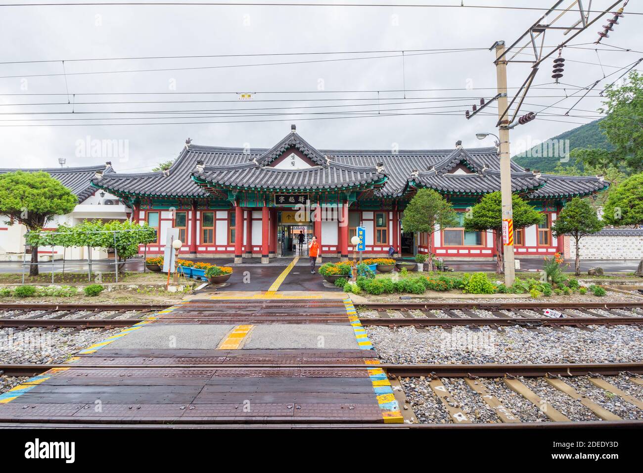 Der Bahnhof in Yeongwul, Gangwon, Südkorea Stockfoto