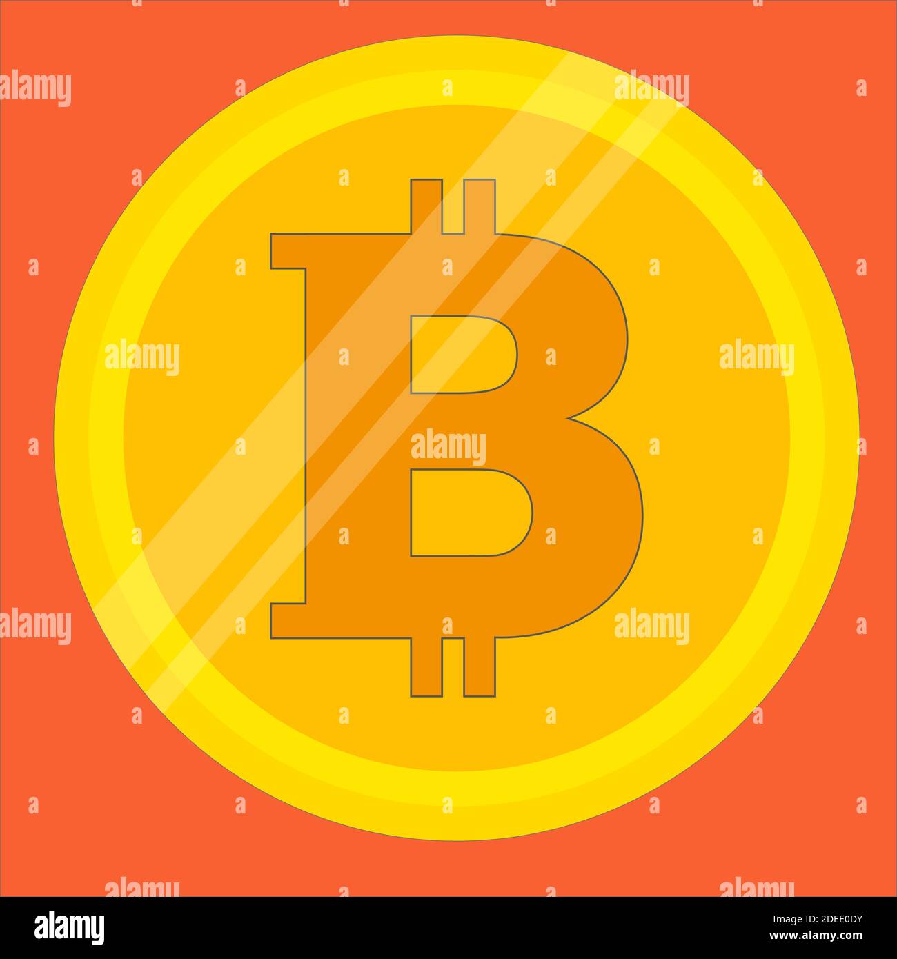 Bitcoin Kryptowährung Symbol Vektor-Illustration auf einem orangen Hintergrund Stock Vektor