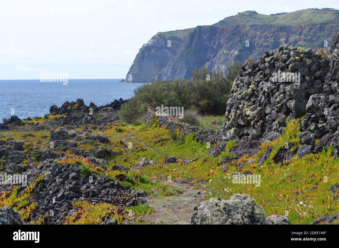 Die vulkanische Küste der Insel Graciosa, Azoren Archipel Stockfoto