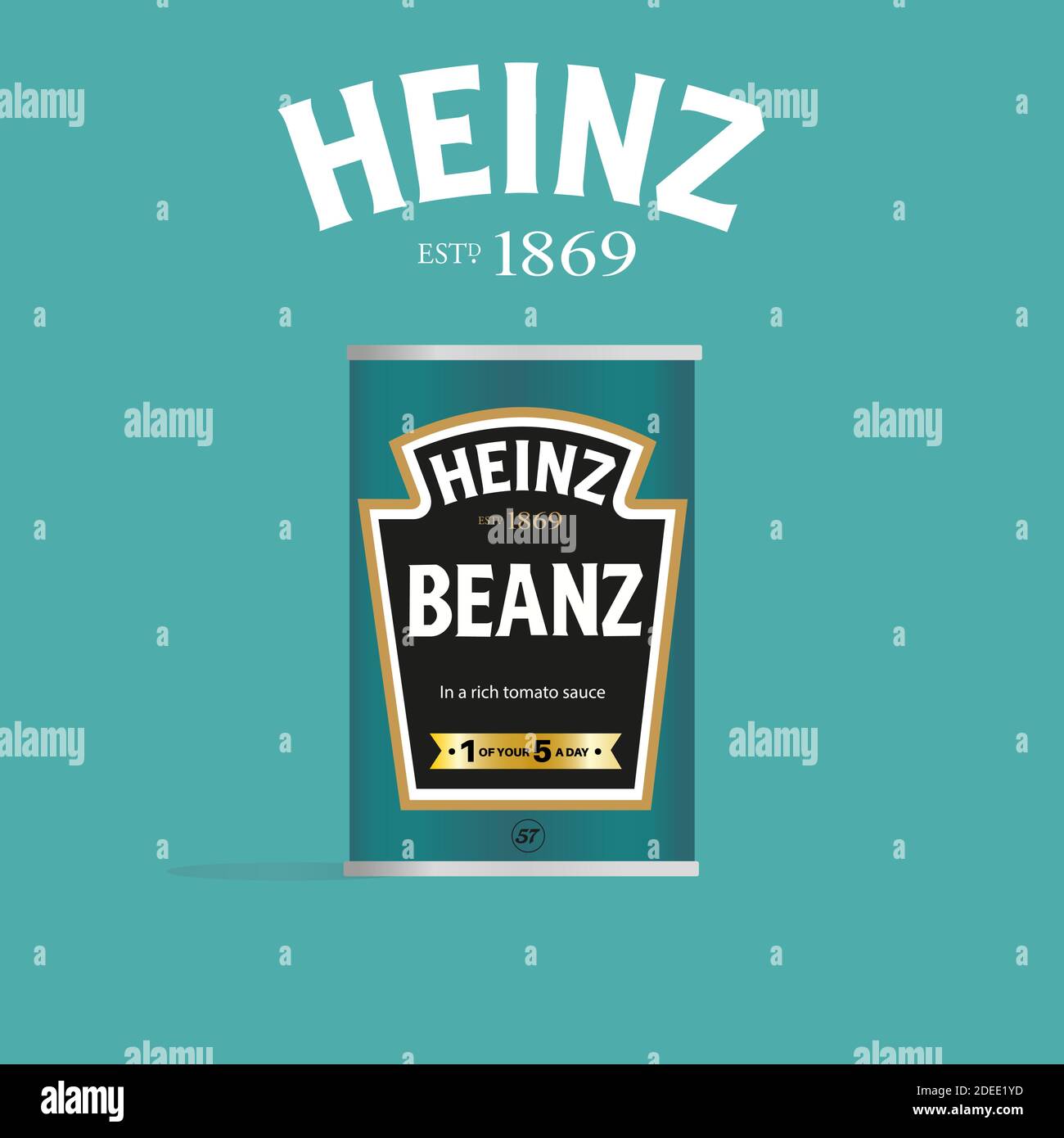 Heinz Beanz CAN Vektorgrafik (nur redaktionelle Verwendung) Auf hellgrünem Hintergrund Stock Vektor