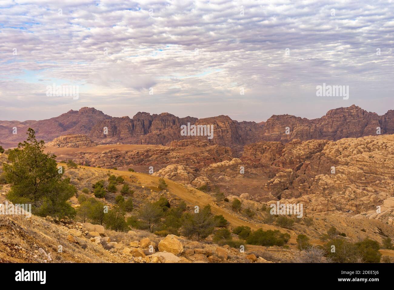 Panoramablick über die antike Stadt Petra Stockfoto