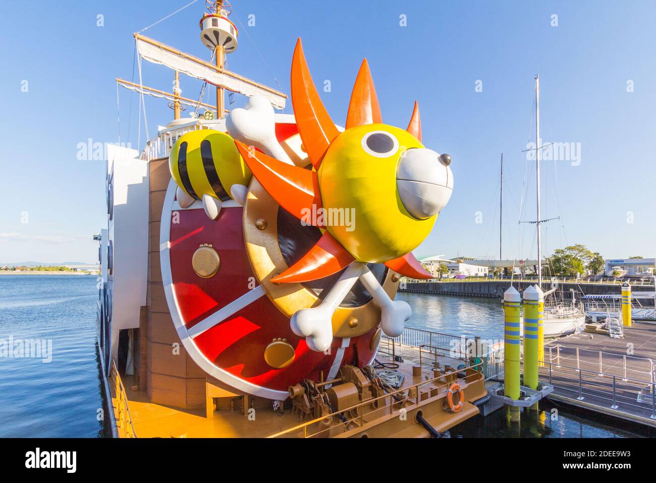 Das Thousand Sunny Boot wurde in der einteiligen Manga in Laguna Ten Bosch in Gamagori, Aichi, Japan, populär Stockfoto