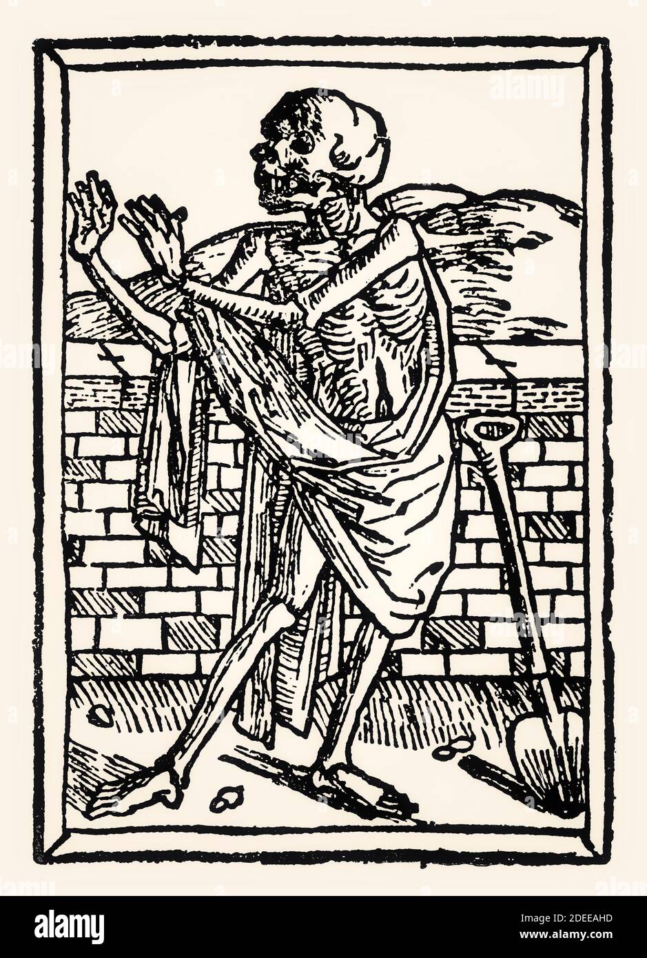 Die Schaufel des Todes, des dodes dantz, Danse Macabre, Lübeck, 1489, digital restauriert Stockfoto