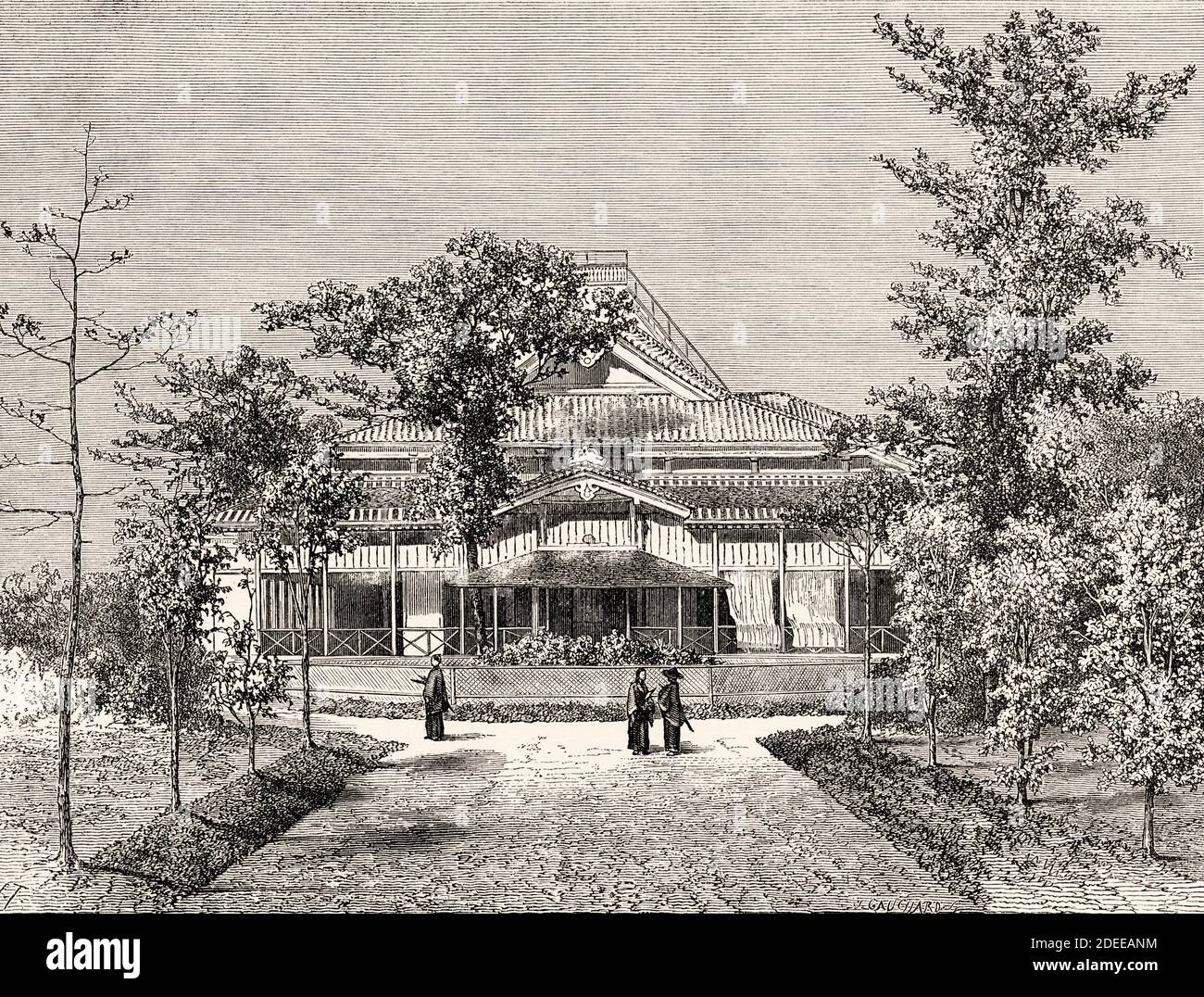 Niederländischer Generalkonsul in Benten, Yokohama. Japan. Alte Illustration aus dem 19. Jahrhundert Reise nach Japan von Aime Humbert aus El Mundo en La Mano 1879 Stockfoto