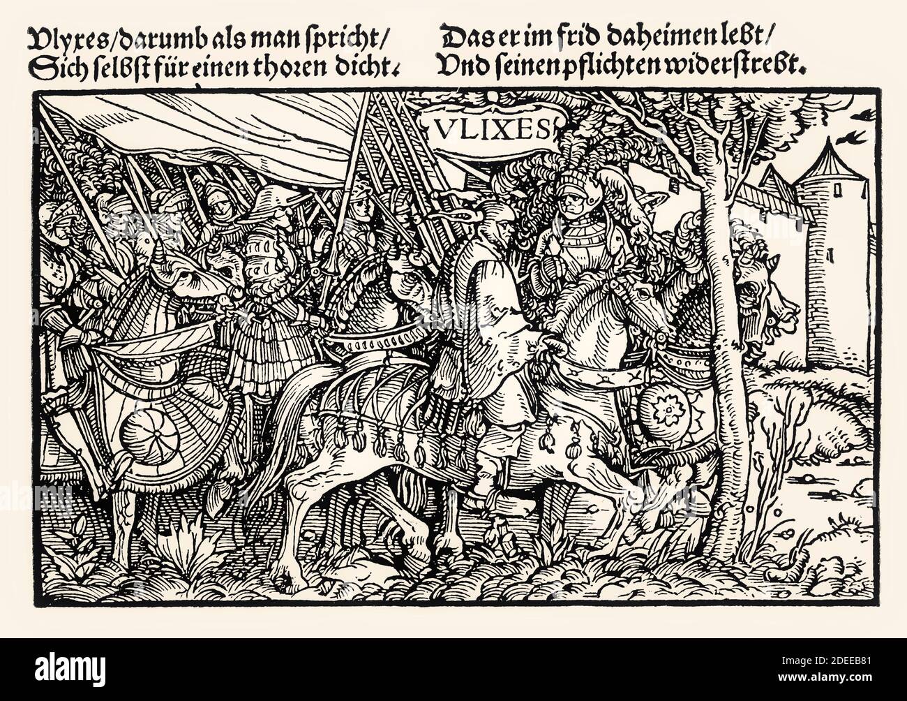 Die vergebliche Narrheit des Odysseus, anonymer Meister von Petrarca, von der Artzney bayder Glück, Petrarca, Augsburg, 1532 Stockfoto