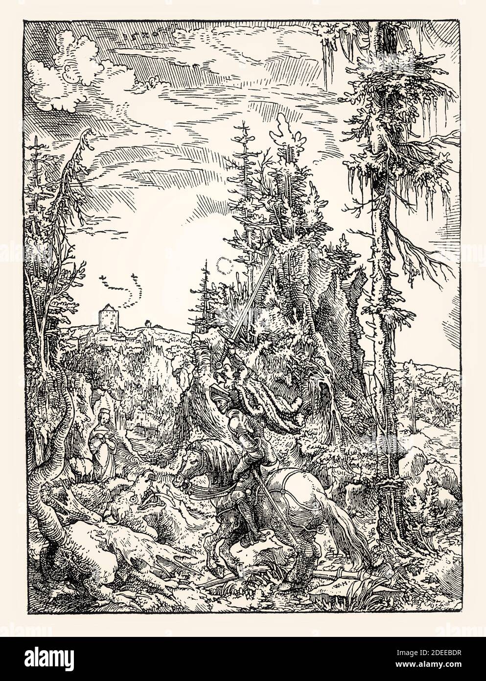 St. George tötet den Drachen, von Wolf Huber, 1520, digital restauriert Stockfoto