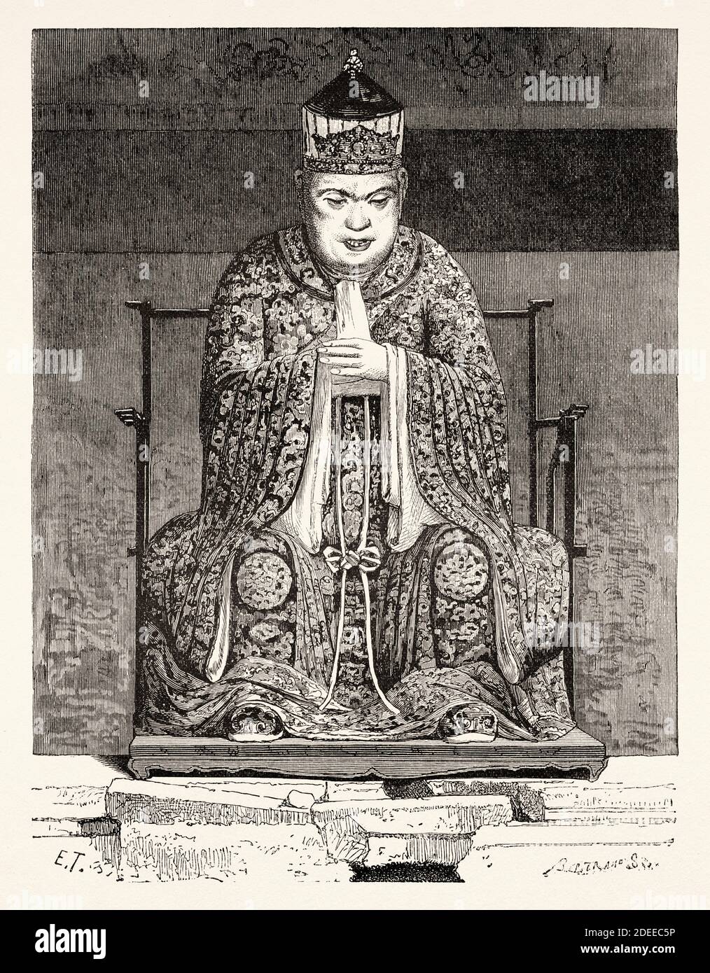 Konfuzius. Chinesischer Philosoph und Politiker der Frühlings- und Herbstzeit. Tokio, Japan. Alte Illustration aus dem 19. Jahrhundert Reise nach Japan von Aime Humbert aus El Mundo en La Mano 1879 Stockfoto