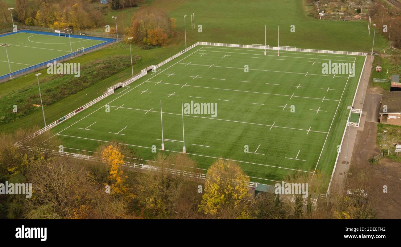 Luftaufnahme des Rugby-Platzes im Südwesten Londons Stockfoto