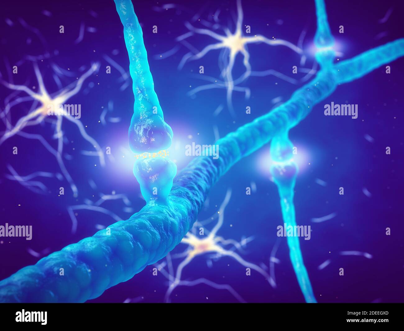 Gehirnsynapsen und Neuronen, Gehirnsynapsen Pathologie und neurologische Krankheit Stockfoto