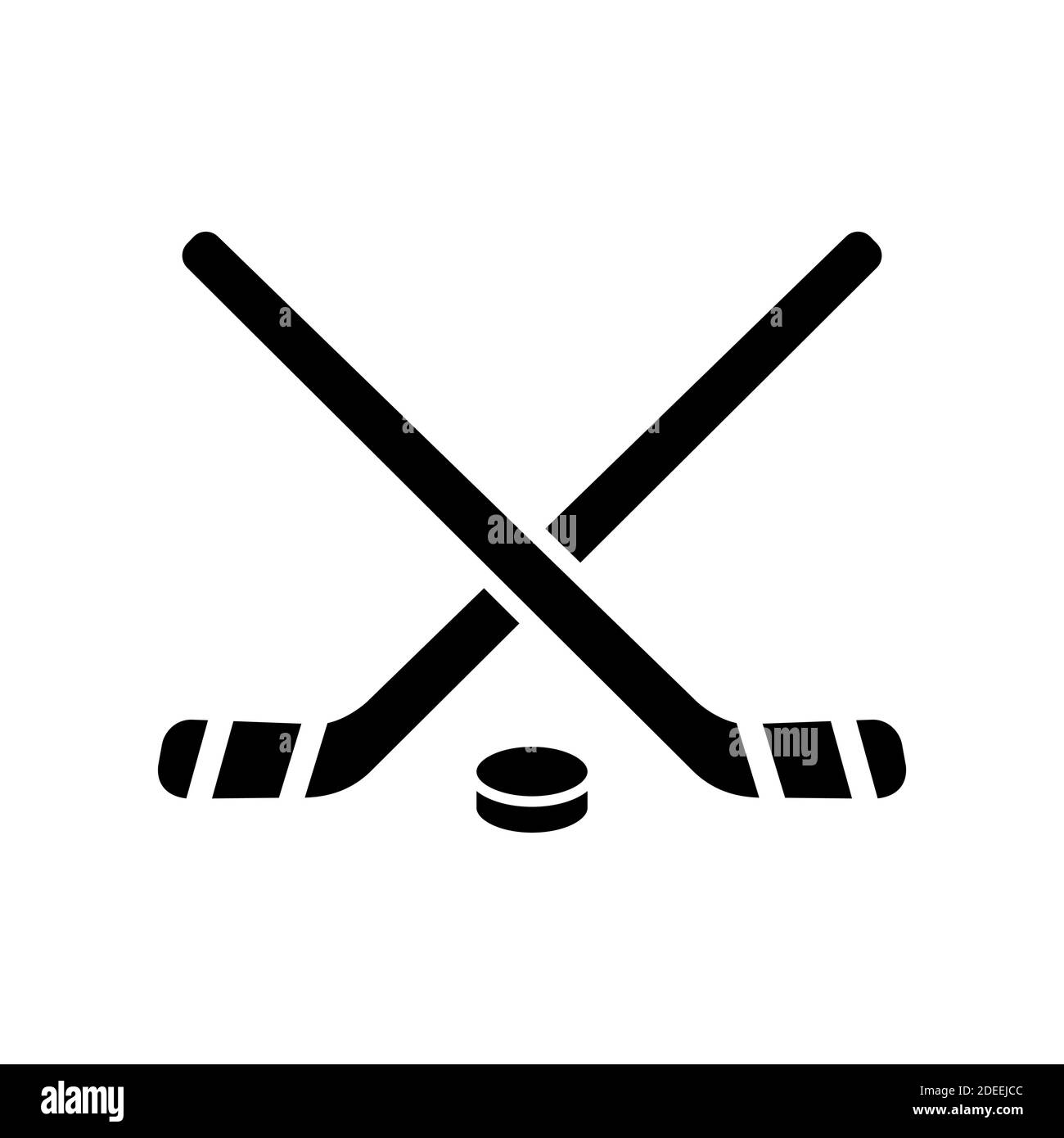 Ice Hockey Sticks und Puck Vektor Glyph Symbol. Winterschild. Graph Symbol für Reise-und Tourismus-Website und Apps Design, Logo, App, UI Stock Vektor