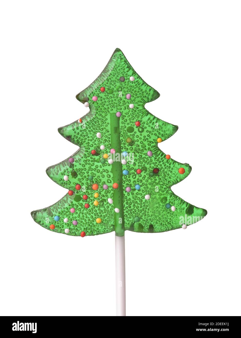 Vorderansicht von weihnachtsbaum Lollipop isoliert auf weiß Stockfoto