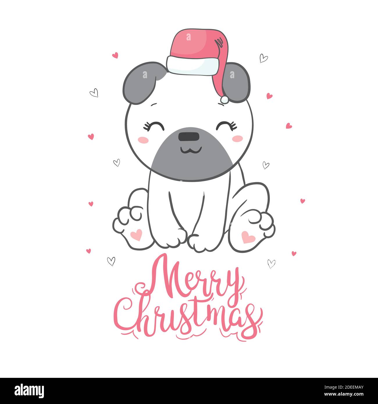 Lustige Hund in Santa Hut Illustration. Es kann für Aufkleber, Patch, Handyhülle, Poster, T-Shirt, Tasse und andere Design verwendet werden. Stock Vektor
