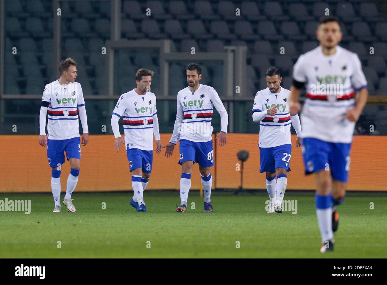 Olimpico Grande Torino Stadion, Turin, Italien, 30 Nov 2020, Antonio Candreva (UC Sampdoria) feiert das Tor während Turin FC vs UC Sampdoria, Italienischer Fußball Serie A Spiel - Foto Francesco Scaccianoce / LM Stockfoto