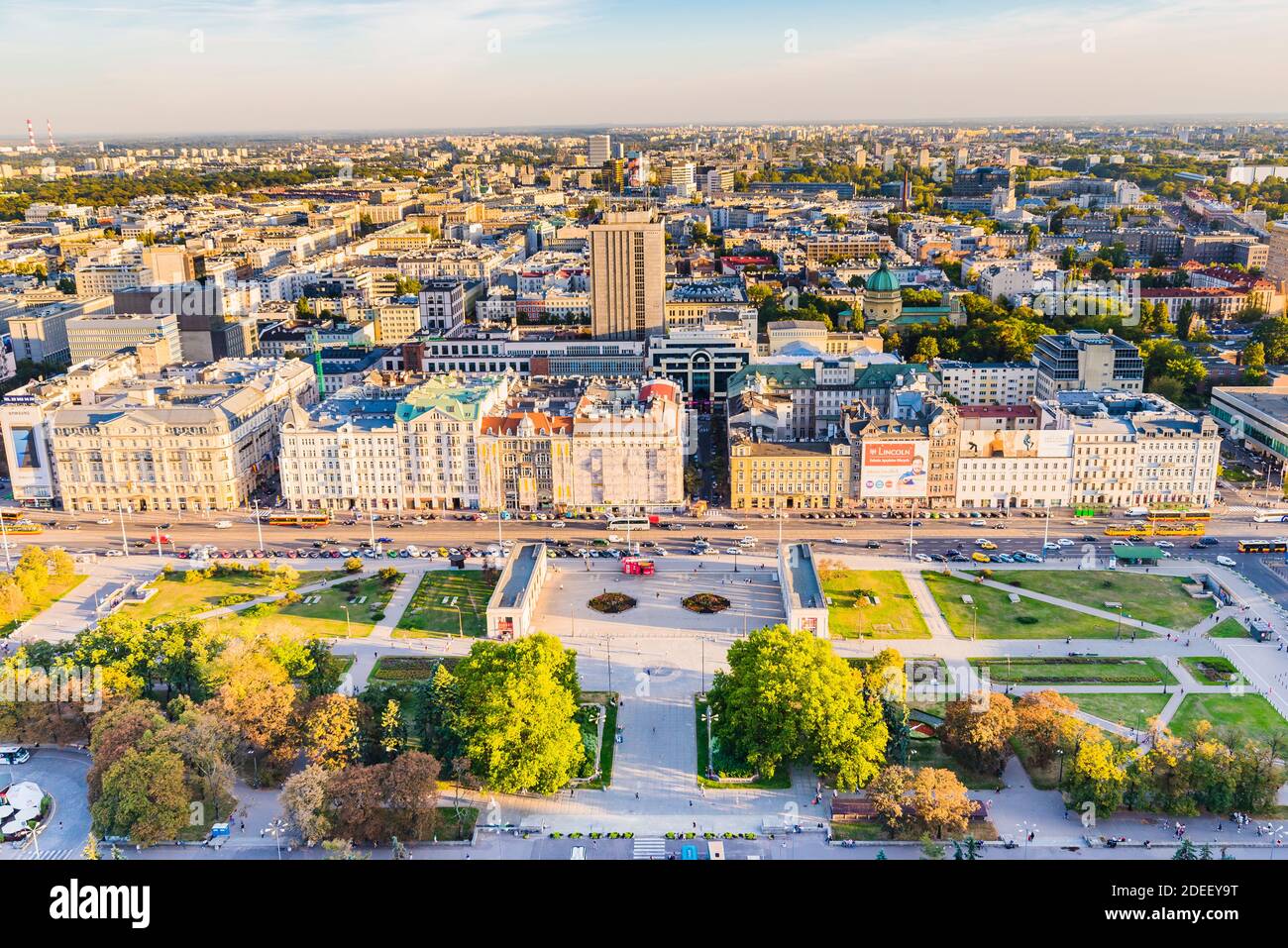 Südansicht der Stadt warschau aus dem Palast der Kultur und Wissenschaft. Warschau, Polen, Europa Stockfoto