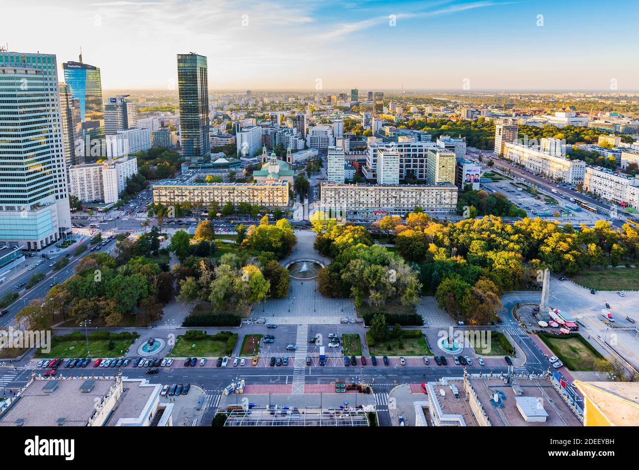 Blick auf den Norden warschaus vom Palast der Kultur und Wissenschaft. Warschau, Polen, Europa Stockfoto