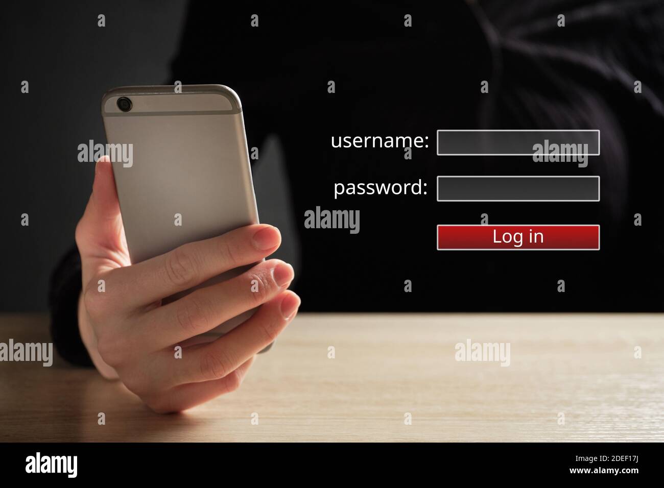 Sicherheitslogg-in-Konzept zur Verifizierung mit Benutzername und Passwort. Stockfoto