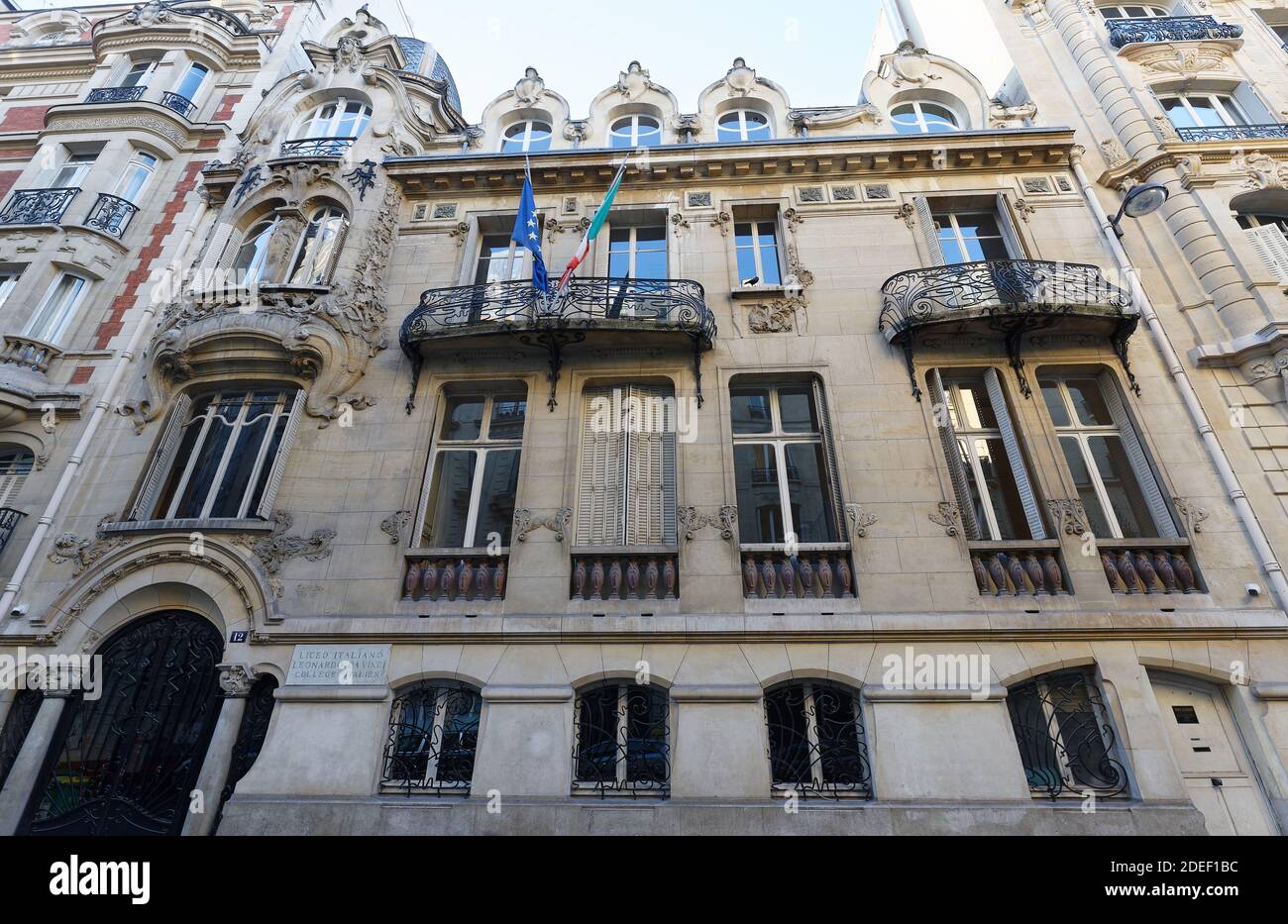 Das italienische College ist eine italienische internationale Schule im Staatsbesitz in Paris, Frankreich. Stockfoto