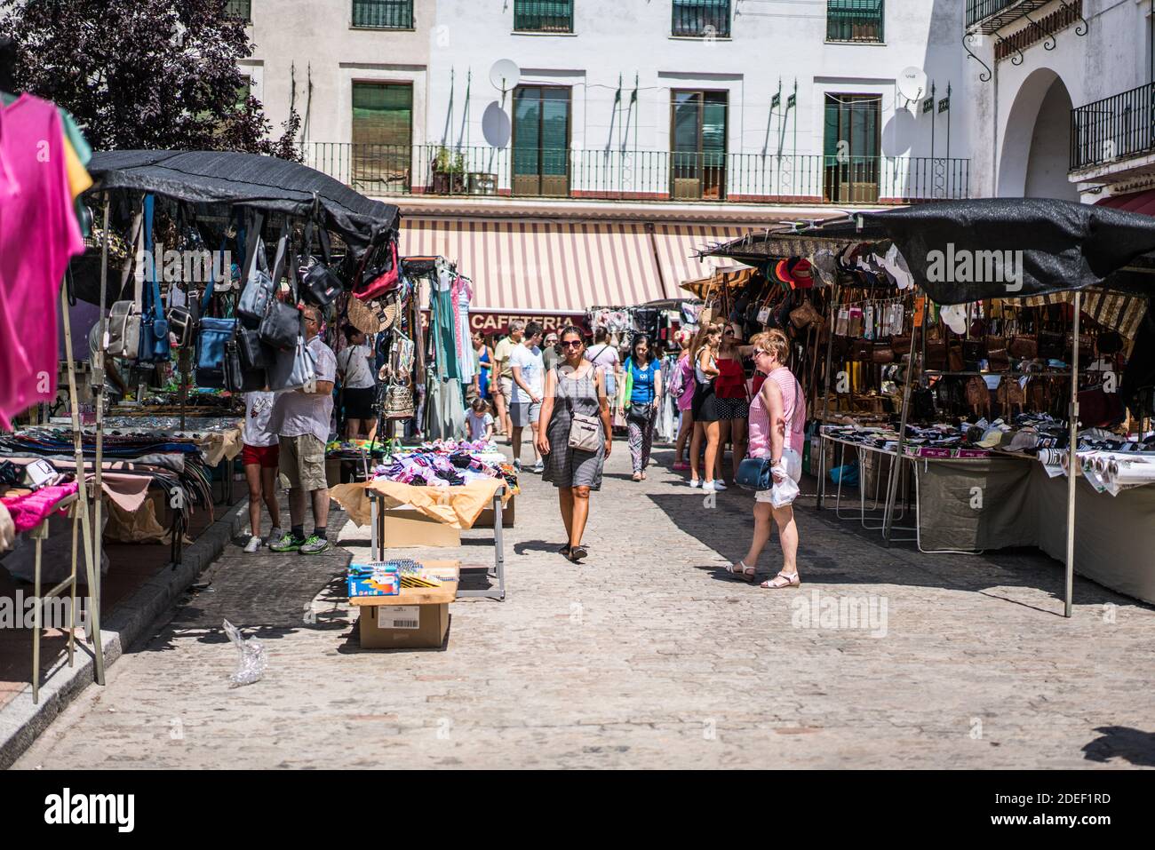 Traditioneller Straßenmarkt in der Provinz Salamanca, Spanien, Europa. Stockfoto
