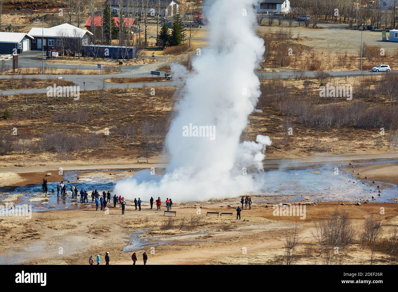 Ausbrechenden Geysir auf Island Stockfoto