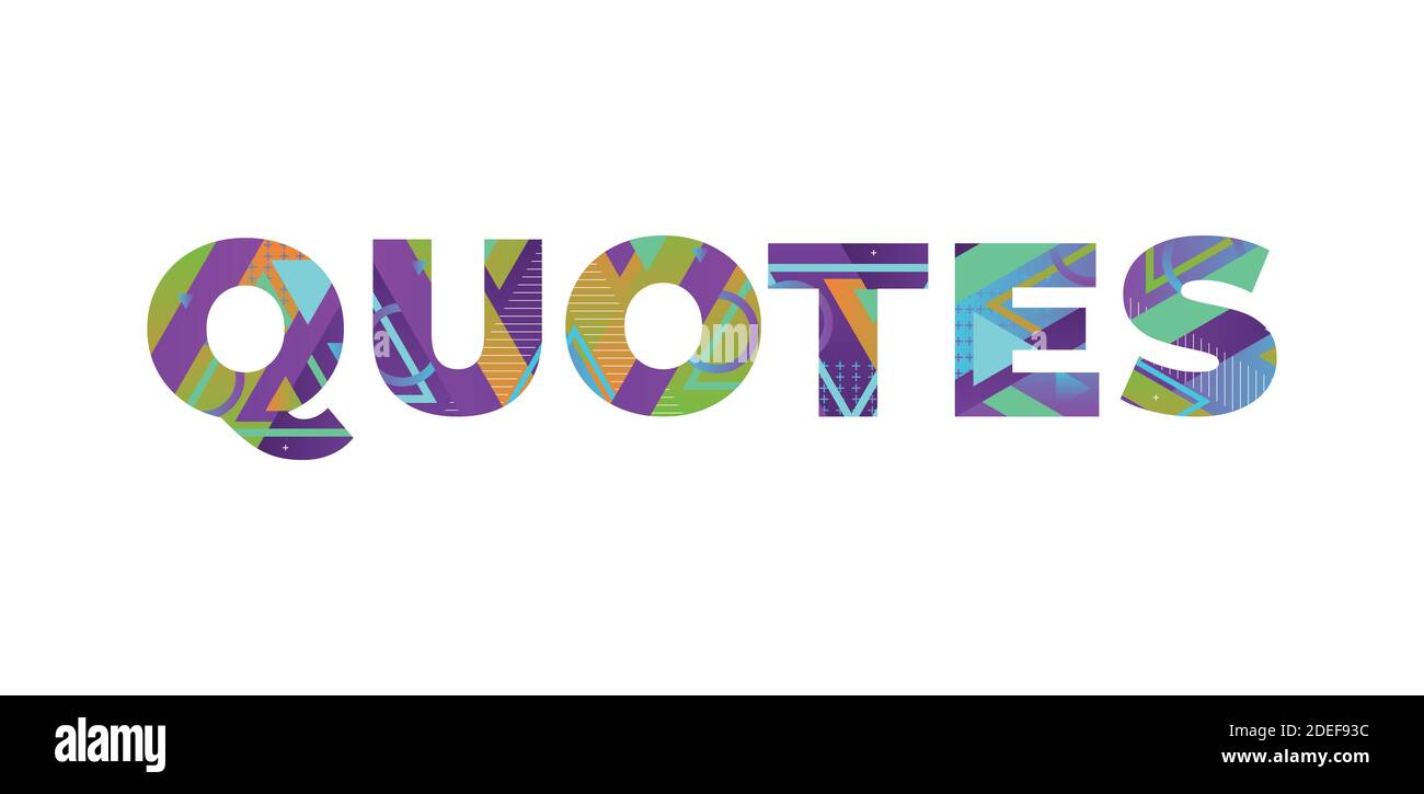 Das Wort ZITATE Konzept in bunten Retro-Formen und Farben Illustration geschrieben. Stockfoto
