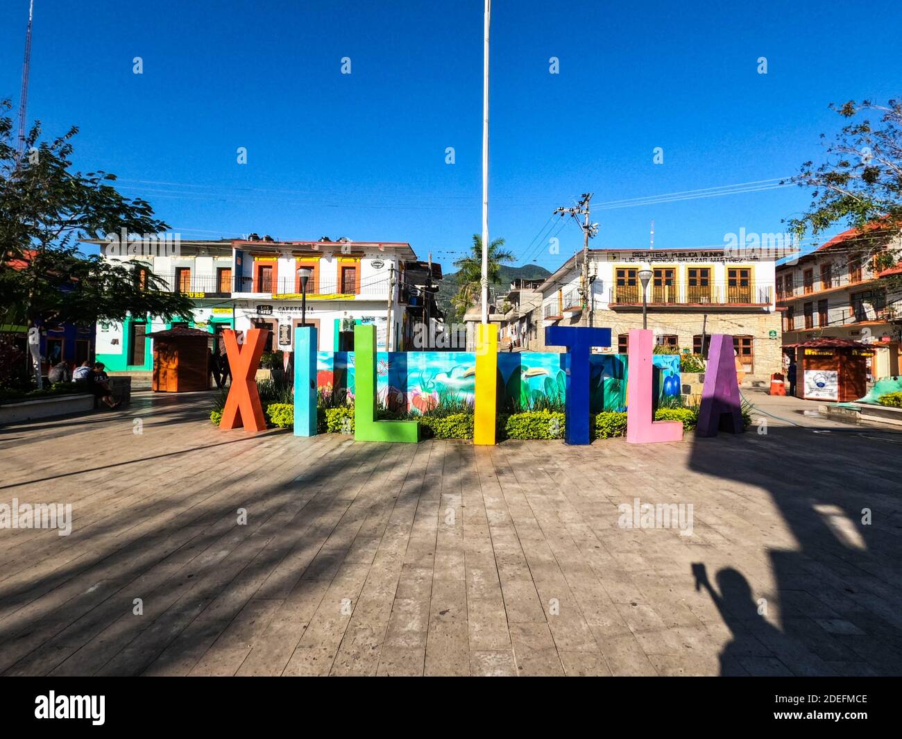 Der hauptplatz im charmanten Xilitla, San Luis Potosi, Mexiko Stockfoto