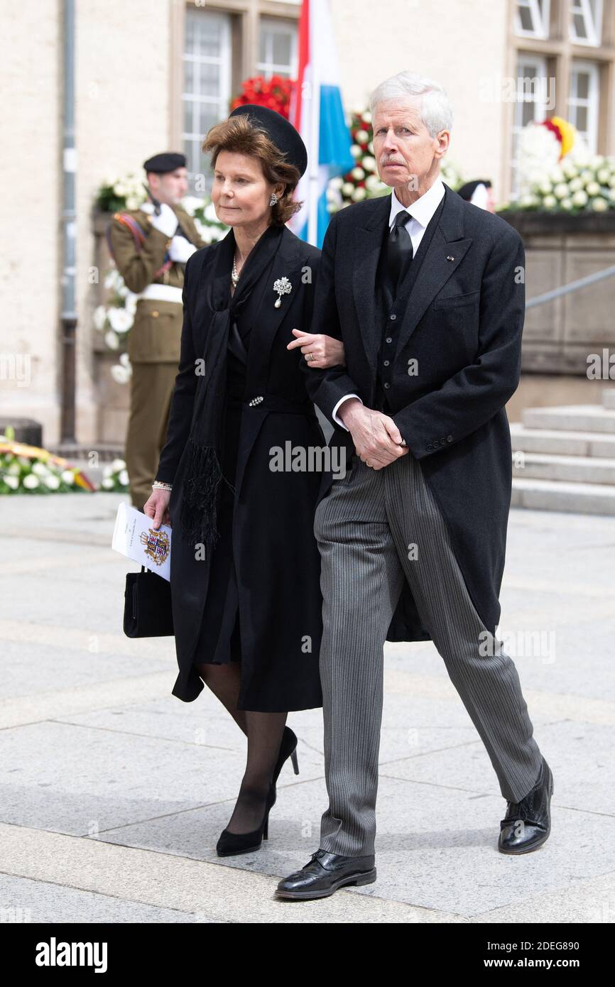 Prinzessin Margaretha von Liechtenstein und Prinz Nicolas von Liechtenstein aus der Kathedrale Notre-Dame nach der Beerdigung von Großherzog Jean von Luxemburg am 4. Mai 2019 in Luxemburg-Stadt, Luxemburg.Großherzog Jean von Luxemburg ist am 98. April 23, 2019 gestorben. (Foto von David Niviere/ABACAPRESS.COM) Stockfoto