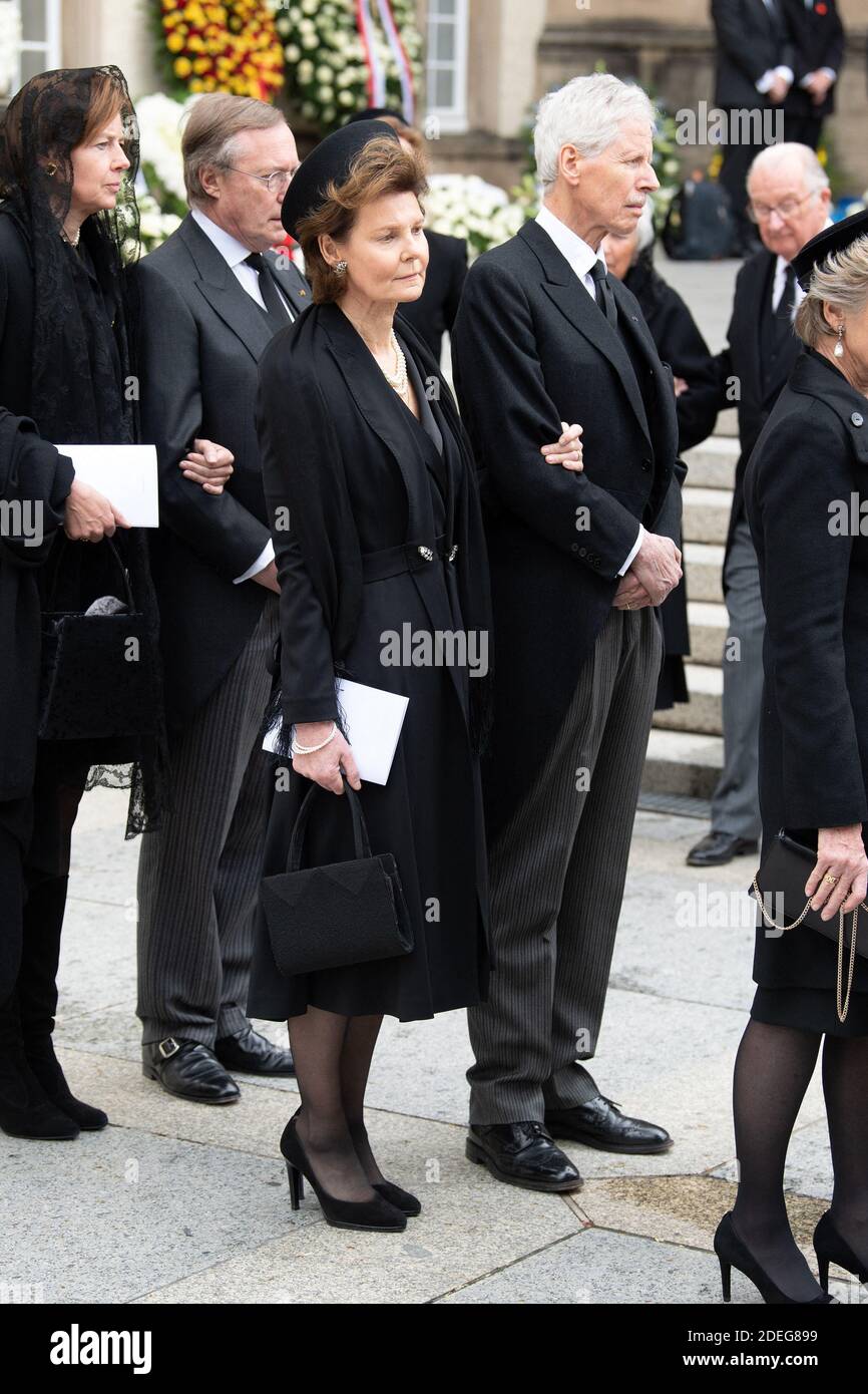 Prinzessin Margaretha von Liechtenstein und Prinz Nicolas von Liechtenstein aus der Kathedrale Notre-Dame nach der Beerdigung von Großherzog Jean von Luxemburg am 4. Mai 2019 in Luxemburg-Stadt, Luxemburg.Großherzog Jean von Luxemburg ist am 98. April 23, 2019 gestorben. (Foto von David Niviere/ABACAPRESS.COM) Stockfoto