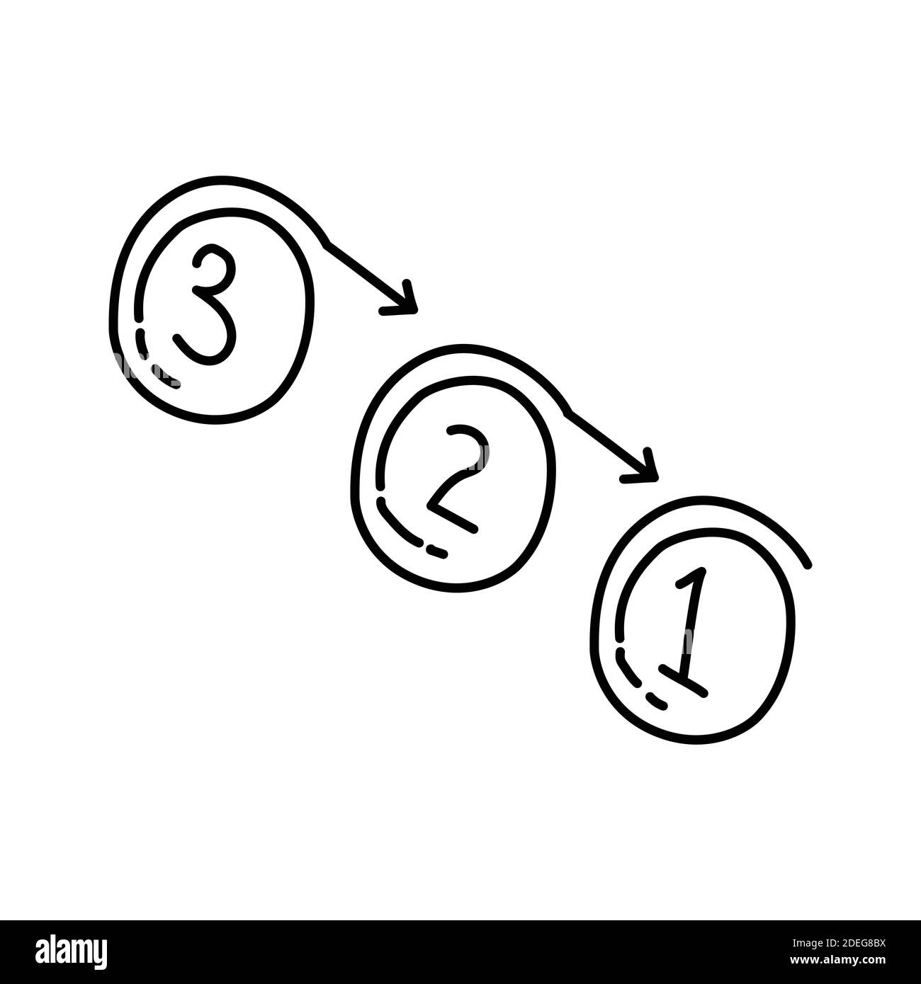 Neujahr Bereit Countdown Handgezeichnetes Symbol Vektor Setzen. Stock Vektor