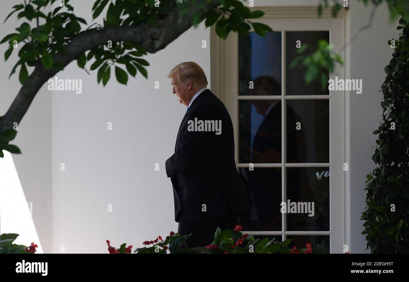 US-Präsident Donald Trump verlässt das Oval Office des Weißen Hauses am 14. Mai 2019 in Washington, DC. Foto von Olivier Douliery/ABACAPRESS.COM Stockfoto