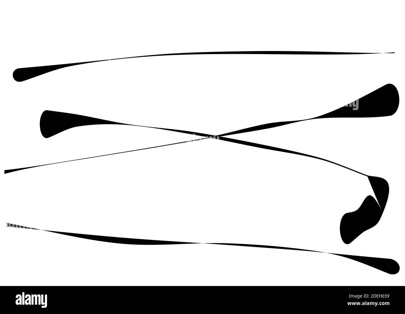 Digitale Pinselmarken. Schwarze horizontale amorphe Linien. Minimalistische Wandkunst Kunst schwarze Tinte abstrakt Pinsel Strich malen Hintergrund. Stockfoto