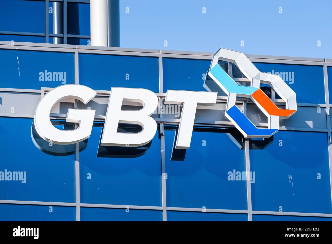 Sep 21, 2020 South San Francisco / CA / USA - Global Blood Therapeutics (GBT)-Logo am Hauptsitz im Silicon Valley; Global Blood Therapeutics, in Stockfoto
