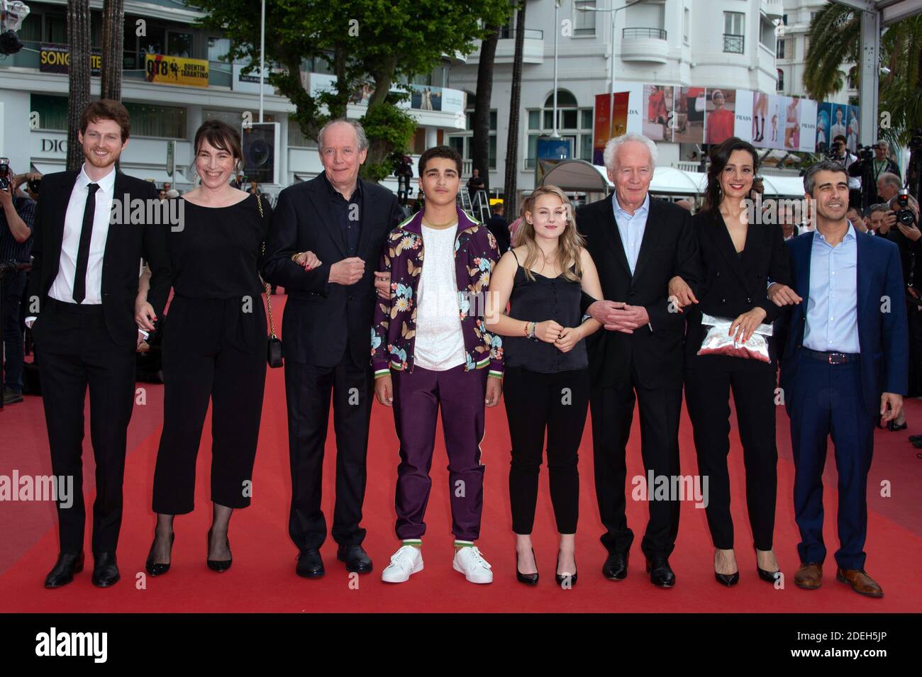 Othmane Moumen, Myriem Akheddiou, Jean-Pierre Dardenne, Victoria Bluck, Idir Ben Addi, Luc Dardenne, Carol Duarte und Olivier Bonnaud bei der Premiere von Le Jeune Ahmed im Rahmen der 72. Internationalen Filmfestspiele von Cannes am 19. Mai 2019 in Cannes, Frankreich. Foto von Aurore Marechal/ABACAPRESS.COM Stockfoto