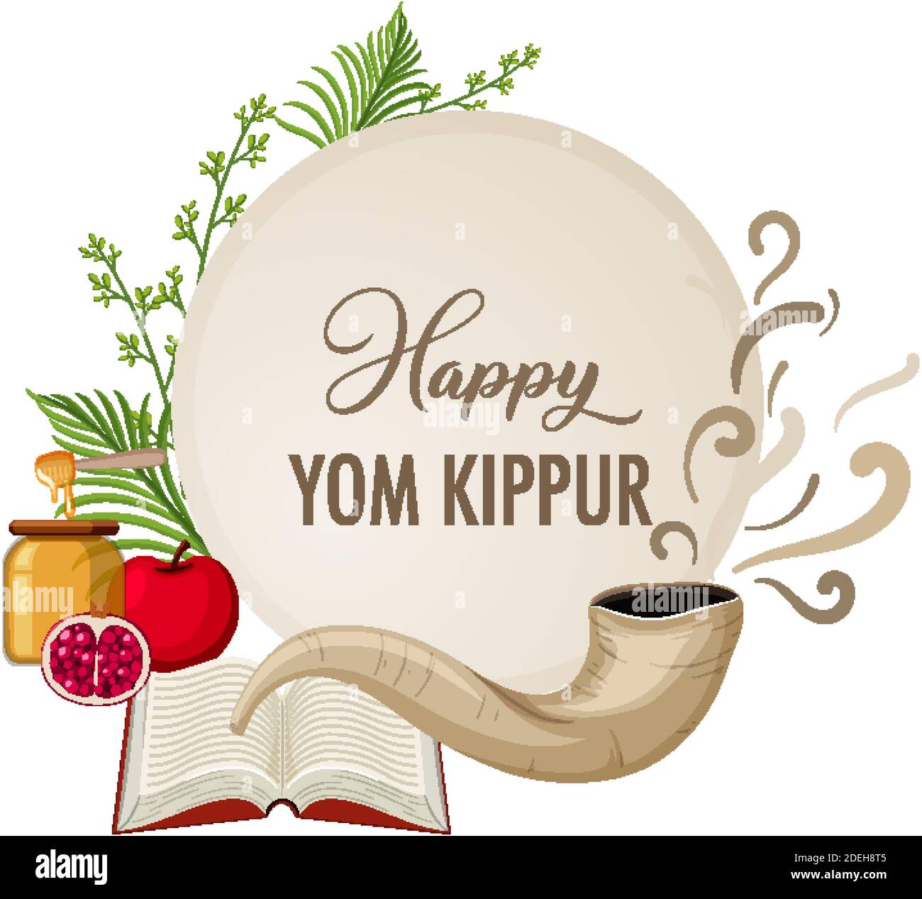Happy Yom Kippur Banner mit Shofar Illustration Stock Vektor