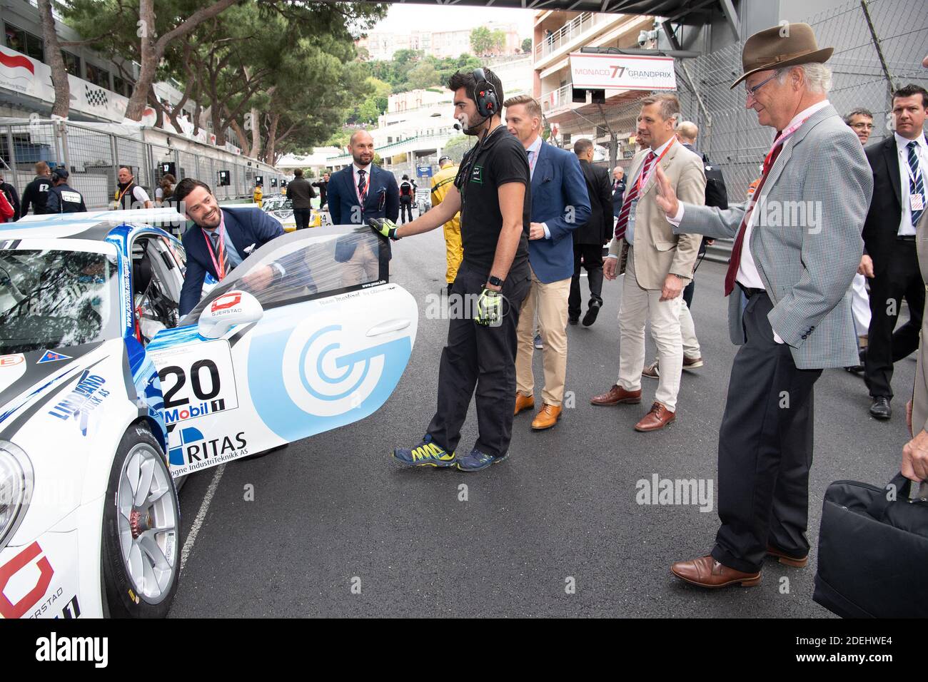 König Karl XVI. Gustave von Schweden und Prinz Carl-Philip von Schweden nehmen am 26. Mai 2019 am F1 Grand Prix von Monaco in Monte-Carlo, Monaco, Teil.Foto: David Niviere/ABACAPRESS.COM Stockfoto