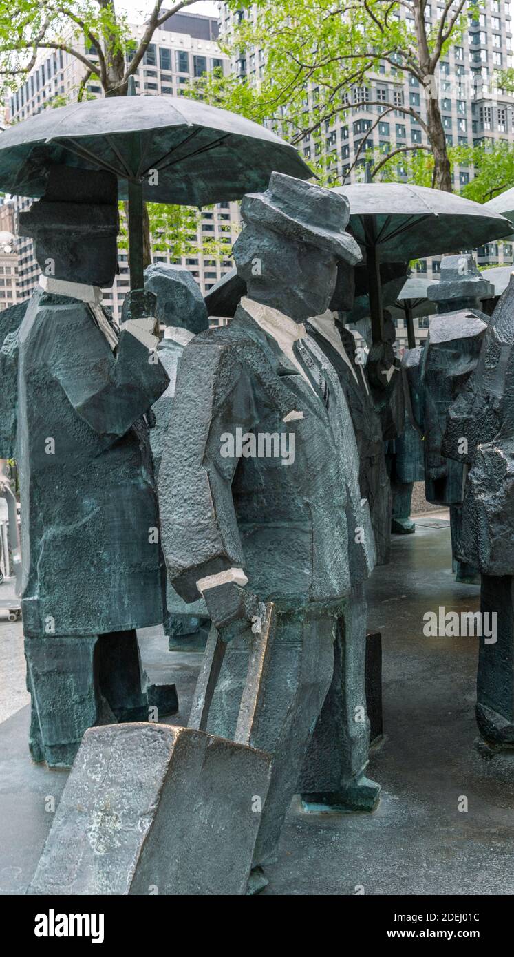 Die Gentlemen Statue Skulptur im AMA Plaza in Chicago Durchgeführt von Ju Ming Stockfoto