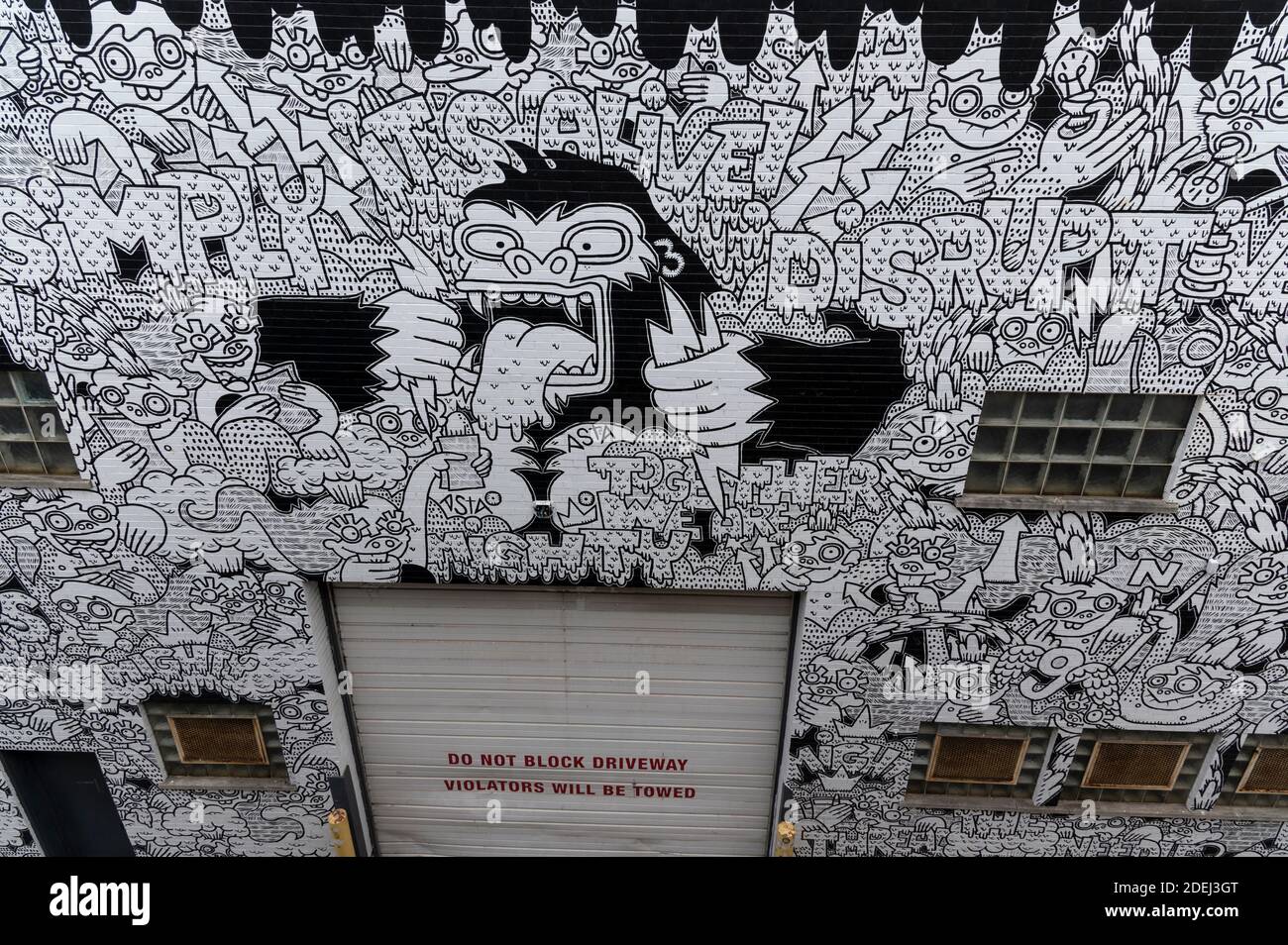 Cartoon wie Wandbild auf Gebäude in Chicago Stockfoto