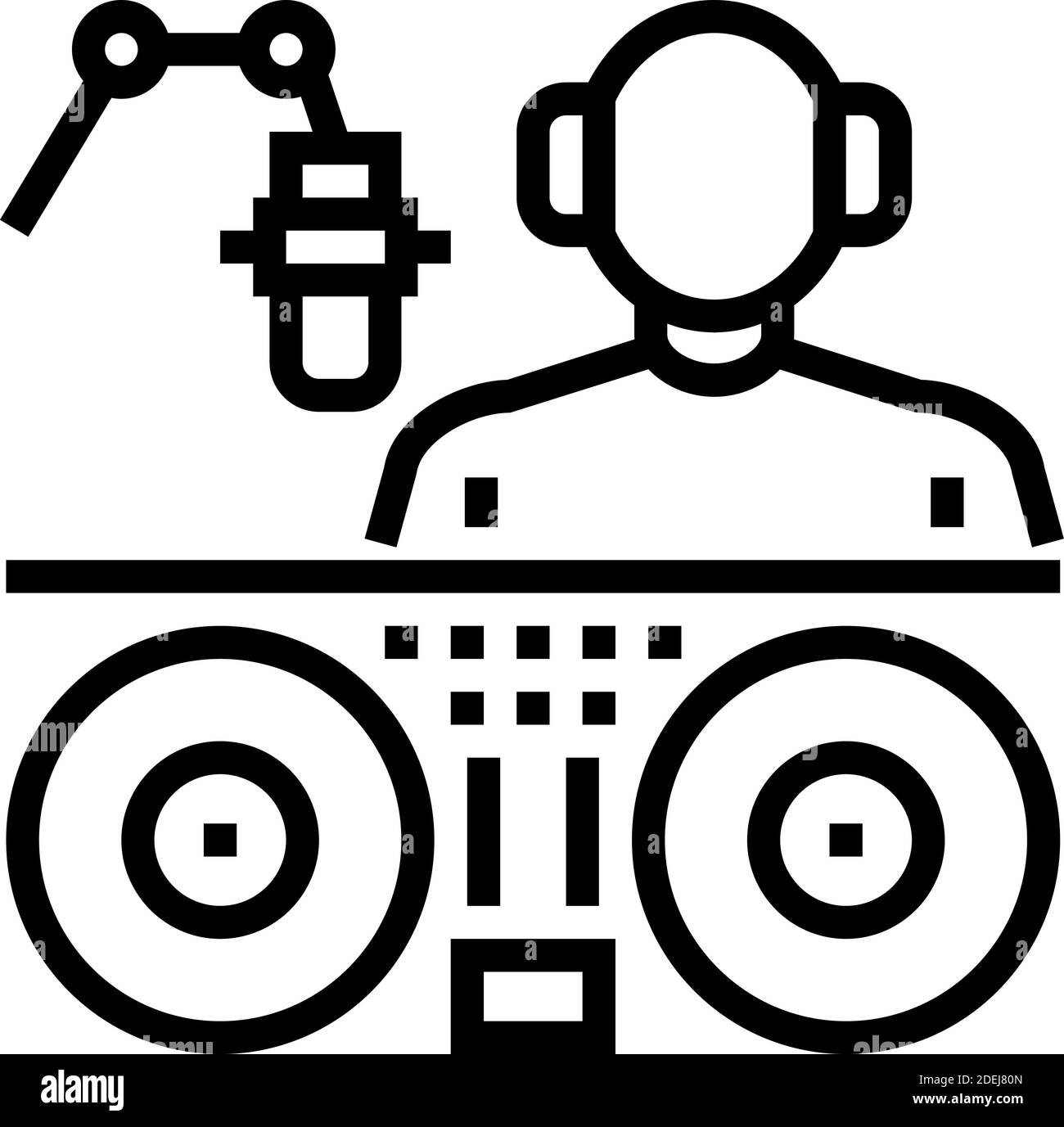 illustration für symbole für dj- und Radio-Host-Line-Symbole Stock Vektor